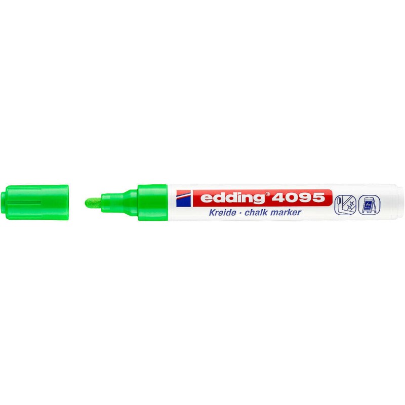 Pennarello a gesso liquido Edding 4095 - Punta rotonda - Linea tra 2 e 3 mm - Odore neutro - Colore verde chiaro