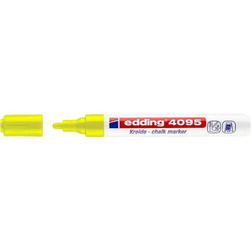 Edding 4095 Pennarello a gesso liquido - Punta rotonda - Linea tra 2 e 3 mm - Odore neutro - Colore giallo neon