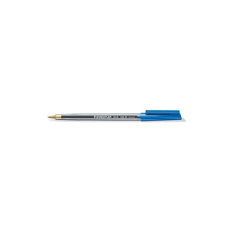 Penna a sfera Staedtler Stick 430 con cappuccio - Punta da 0.35 mm - Inchiostro permanente - Colore blu