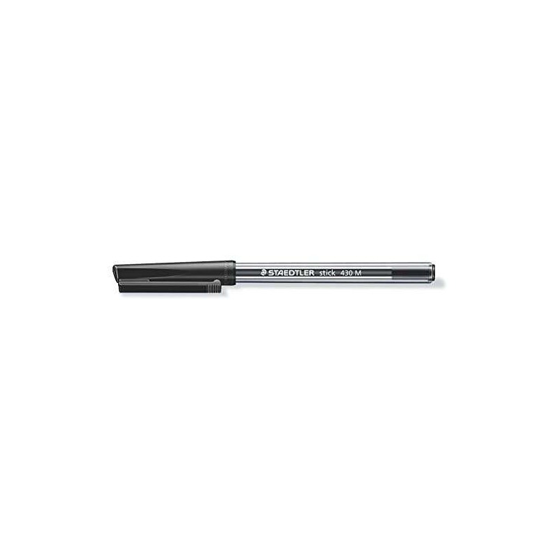 Penna a sfera Staedtler Stick 430 con cappuccio - Punta da 0.35 mm - Inchiostro permanente - Colore nero