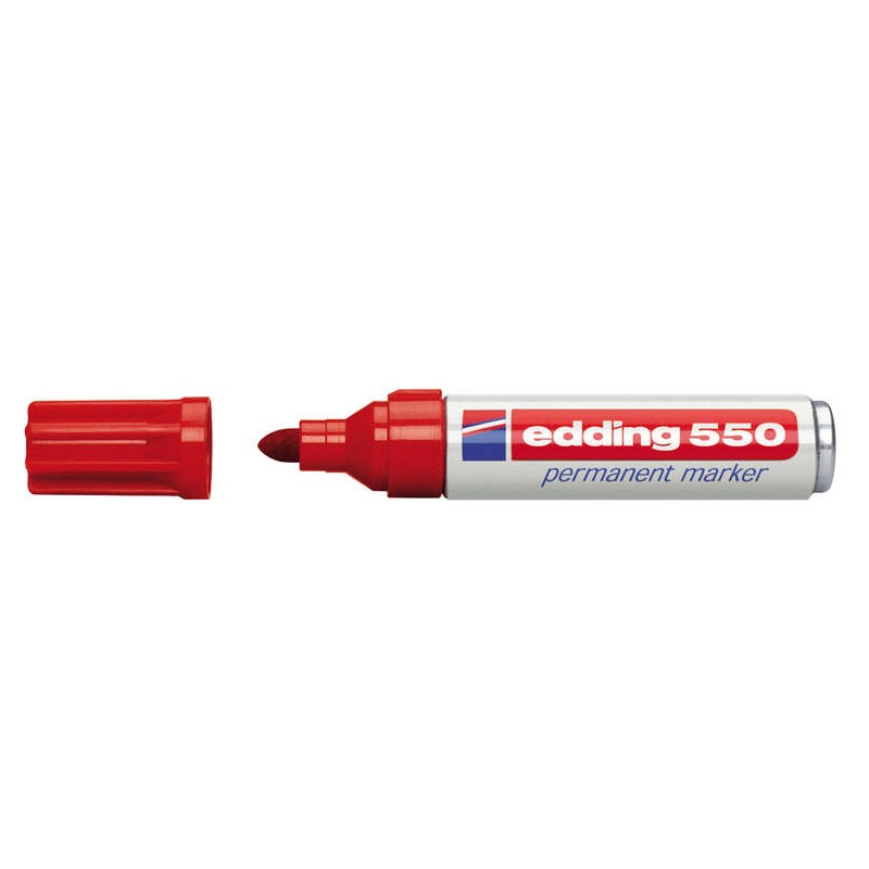 Pennarello Indelebile Edding 550 - Punta Tonda - Tratto tra 3 e 4 mm. - Ricaricabile - Asciugatura rapida - Colore rosso