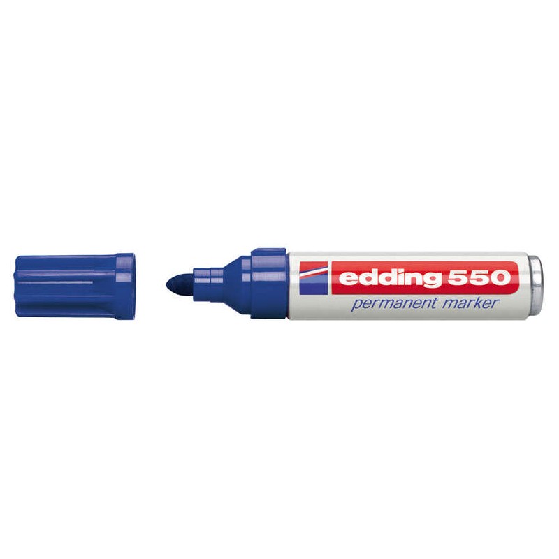 Pennarello Indelebile Edding 550 - Punta Tonda - Tratto tra 3 e 4 mm. - Ricaricabile - Asciugatura rapida - Colore blu