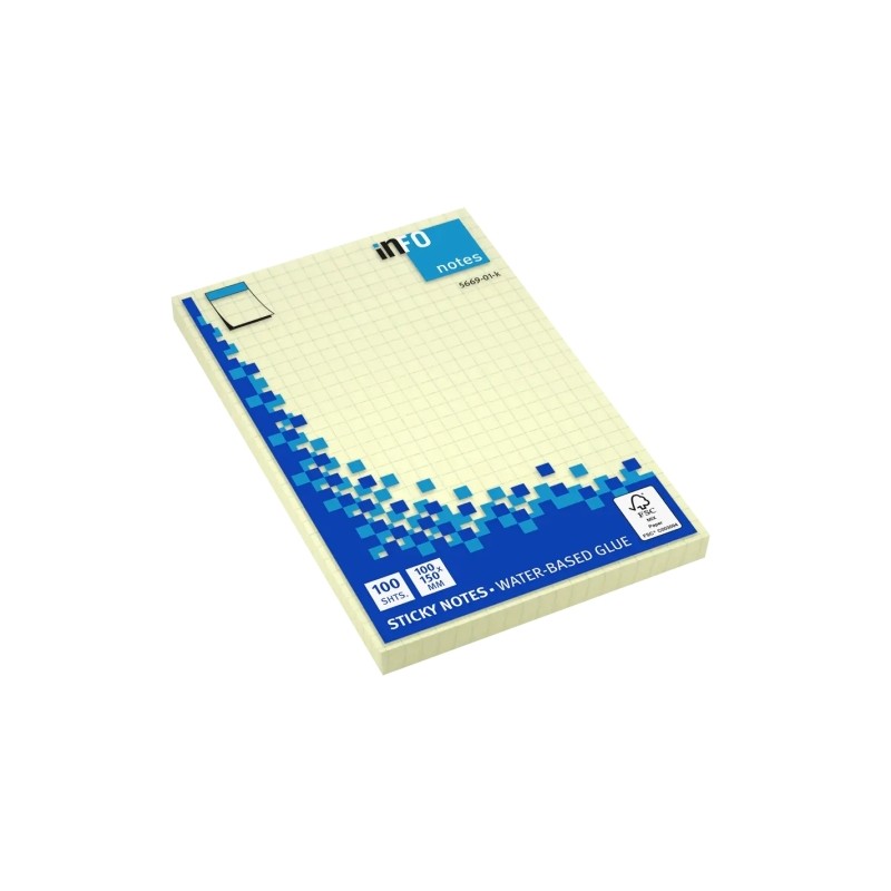 Blocco inFO di Global Notes da 100 foglietti adesivi con griglia 150 x 100 mm - Certificazione FSC? - Colore giallo