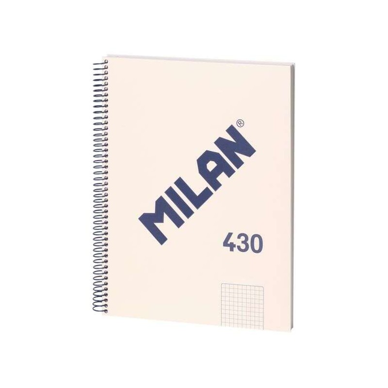 Quaderno Spirale Serie Milano 1918 Formato A4 con Reticolo 5x5mm - 80 Fogli da 95 gr/mq - Microperforato. 4 Fori - Colore Beige