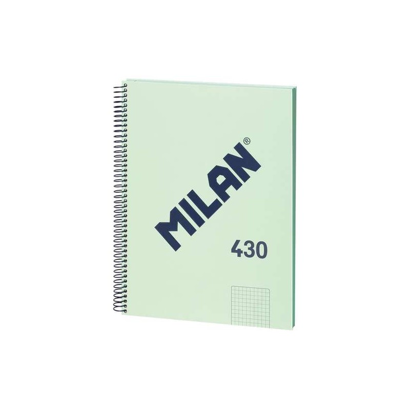 Quaderno Spirale Serie Milano 1918 Formato A4 con Reticolo 5x5mm - 80 Fogli da 95 gr/mq - Microperforato. 4 Fori - Colore Verde