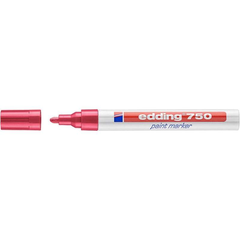 Pennarello Indelebile Edding 750 - Punta Tonda - Linea tra 2 e 4 mm. - Inchiostro opaco - Asciugatura rapida - Colore rosso