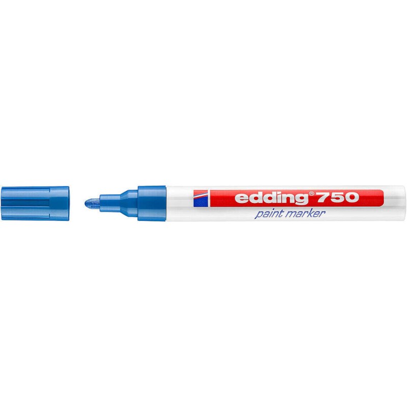 Pennarello Indelebile Edding 750 - Punta Tonda - Linea tra 2 e 4 mm. - Inchiostro opaco - Asciugatura rapida - Colore blu