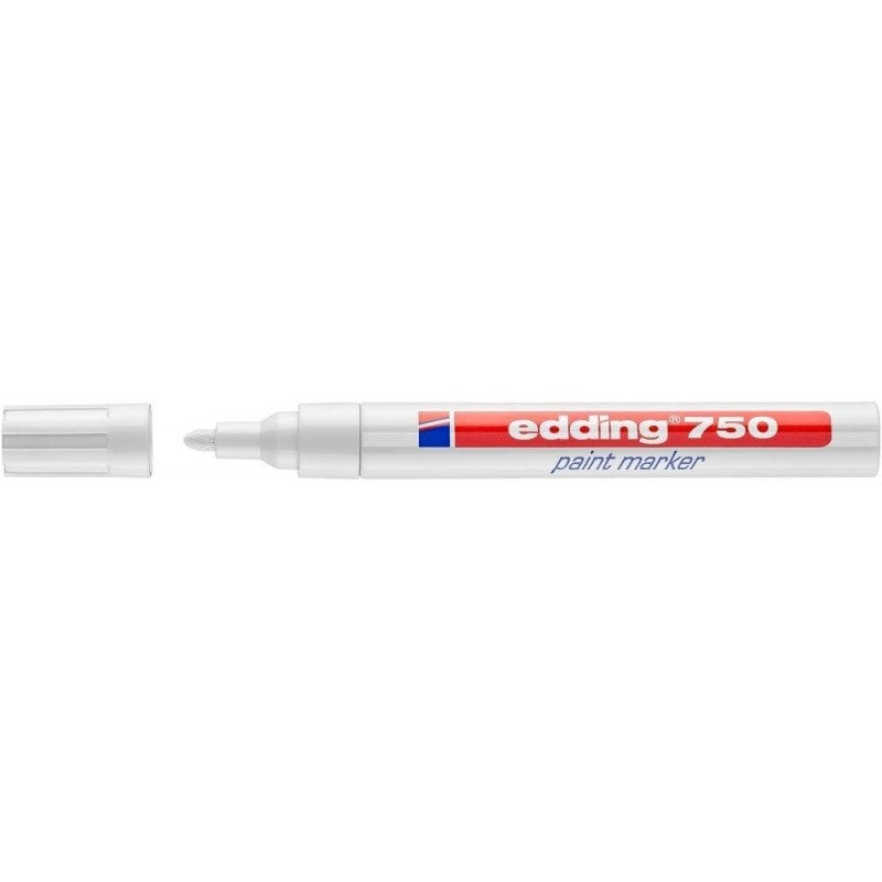Pennarello Indelebile Edding 750 - Punta Tonda - Linea tra 2 e 4 mm. - Inchiostro opaco - Asciugatura rapida - Colore bianco