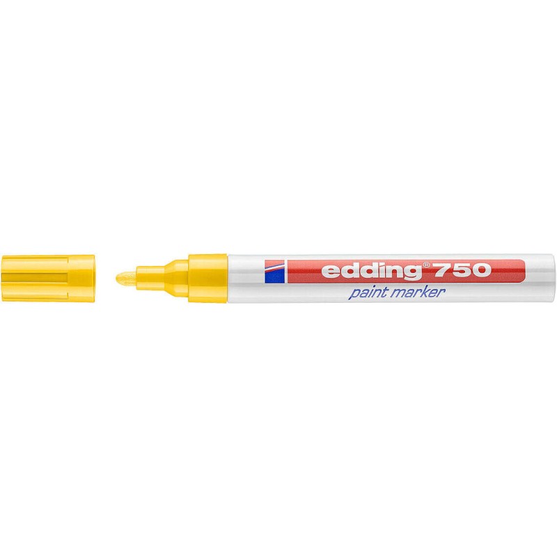 Pennarello Indelebile Edding 750 - Punta Tonda - Linea tra 2 e 4 mm. - Inchiostro opaco - Asciugatura rapida - Colore giallo