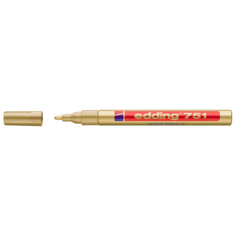 Edding 751 Pennarello Indelebile - Punta Tonda - Linea tra 1 e 2 mm. - Inchiostro opaco - Asciugatura rapida - Colore oro