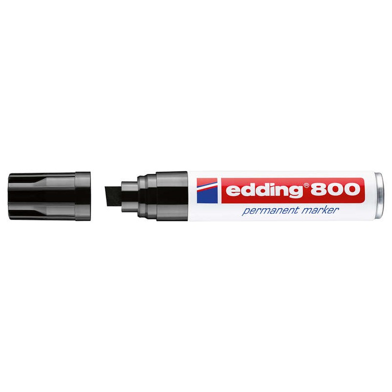 Pennarello indelebile Edding 800 - Punta a scalpello - Linea tra 4 e 12 mm. - Ricaricabile - Asciugatura istantanea - Colore ner