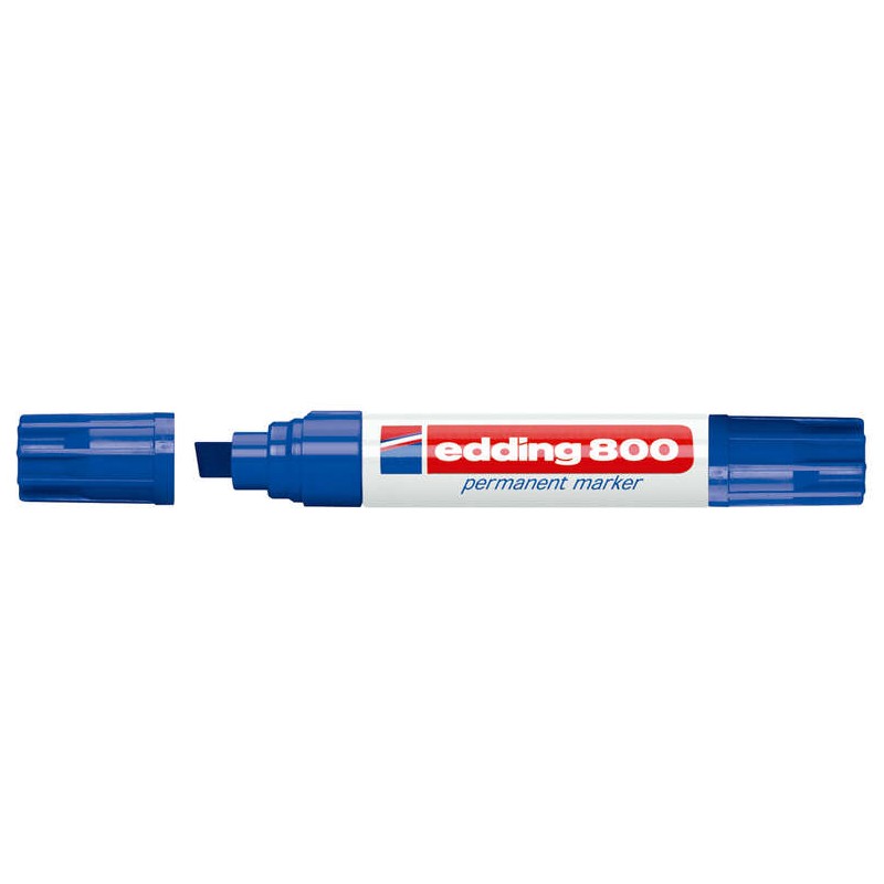 Pennarello indelebile Edding 800 - Punta a scalpello - Linea tra 4 e 12 mm. - Ricaricabile - Asciugatura istantanea - Colore blu