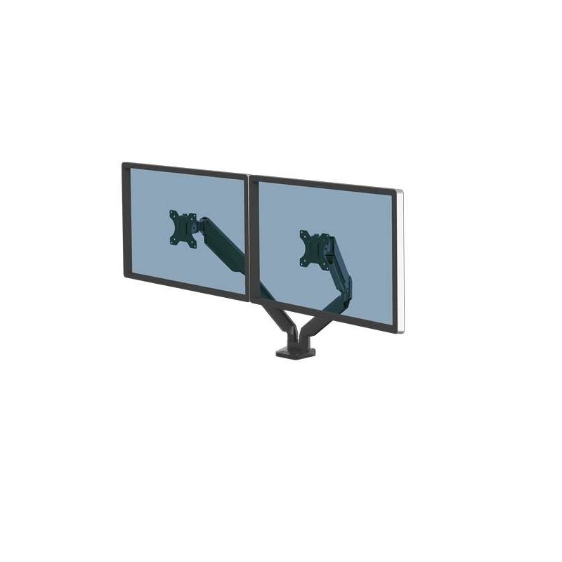 Braccio per doppio monitor Fellowes serie Platinum - Fino a 32 e 8 kg - 2 porte USB - Sistema di gestione cavi - Nero