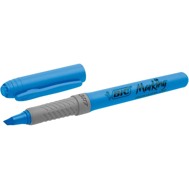 Pennarello Fluorescente Bic Highlighter Grip - Inchiostro a Base Acqua - Punta a Scalpello - Tratto tra 1.60 e 3.30 mm - Colore