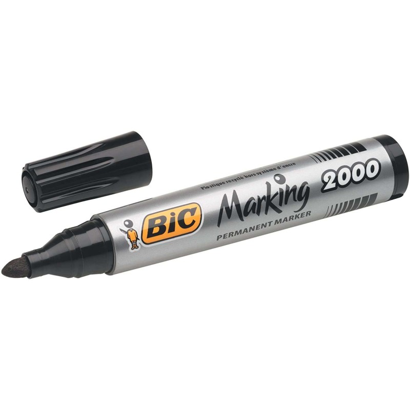 Pennarello Permanente Bic Marking 2000 Ecolutions - Inchiostro a Base Alcool - Ecologico - Asciugatura Rapida - Colore Nero