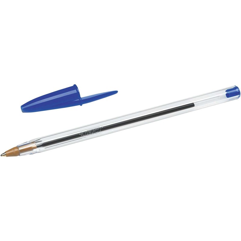 Penna a sfera originale Bic Cristal - Punta tonda da 1.0 mm - Tratto 0.4 mm - Inchiostro a base di olio - Colore blu