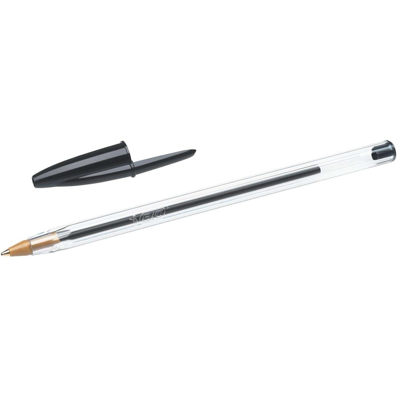 Penna a sfera originale Bic Cristal - Punta tonda da 1.0 mm - Tratto 0.4 mm - Inchiostro a base di olio - Colore nero