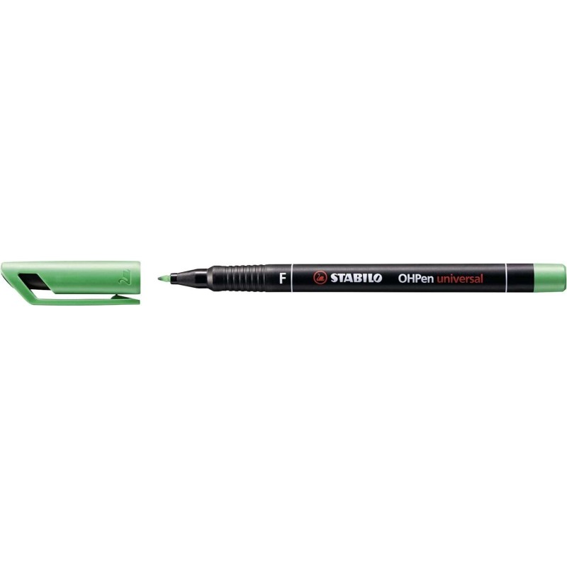 Pennarello permanente Stabilo OHPen - Punta fine - Tratto da 0.7 mm - Impugnatura antiscivolo - Cappuccio ventilato - Colore ver