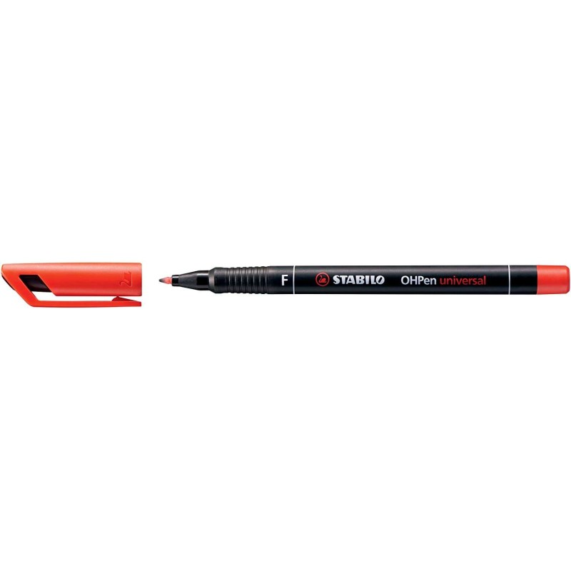 Pennarello permanente Stabilo OHPen - Punta fine - Tratto da 0.7 mm - Impugnatura antiscivolo - Cappuccio ventilato - Colore ros