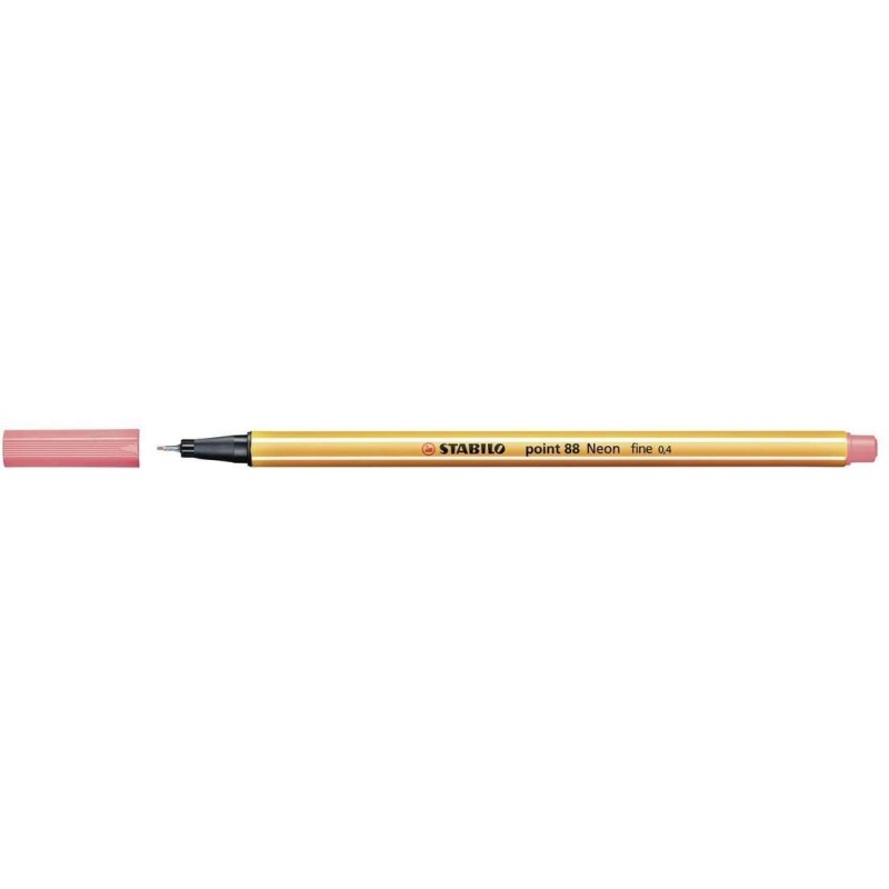 Pennarello Stabilo Point 88 con punta a fibra fine - Tratto da 0.4 mm - Inchiostro a base acqua - Colore rosso neon