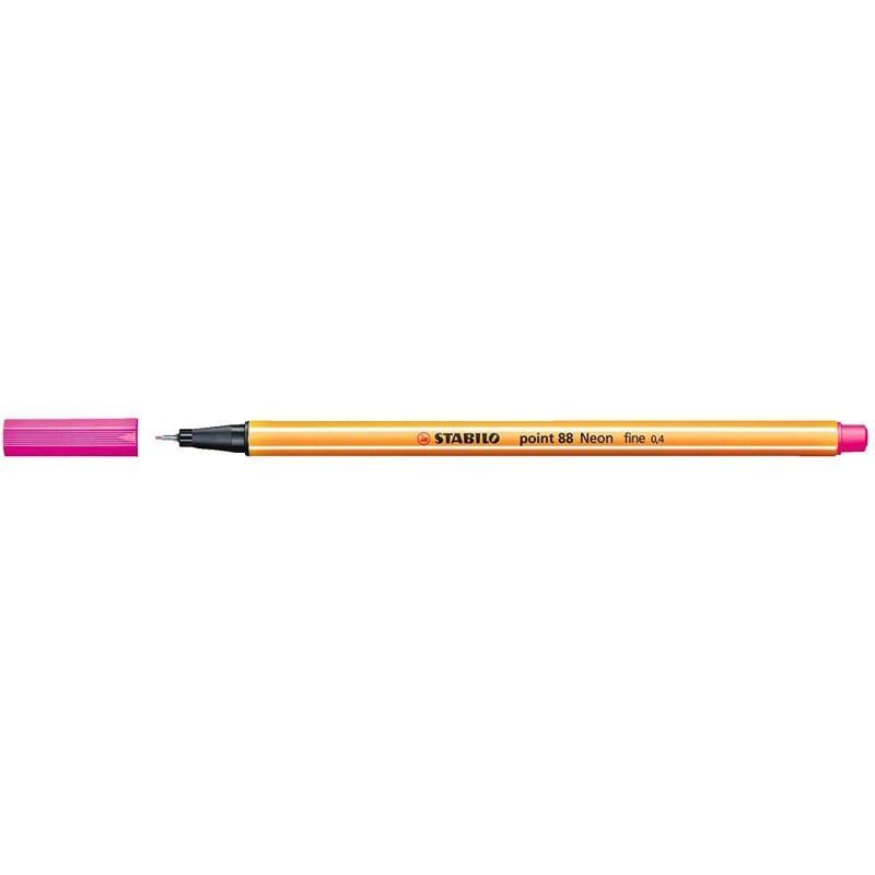 Pennarello Stabilo Point 88 con punta a fibra fine - Tratto da 0.4 mm - Inchiostro a base acqua - Colore rosa neon