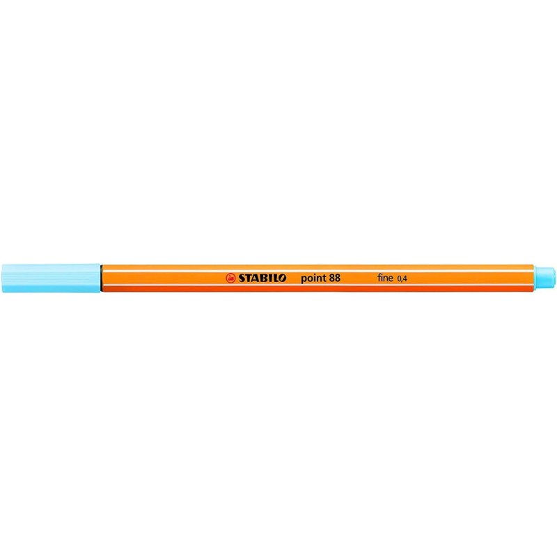 Pennarello Stabilo Point 88 con punta a fibra fine - Tratto da 0.4 mm - Inchiostro a base acqua - Colore blu ghiaccio