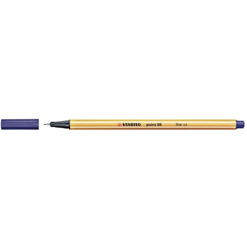 Pennarello Stabilo Point 88 con punta a fibra fine - Tratto da 0.4 mm - Inchiostro a base acqua - Colore blu notte