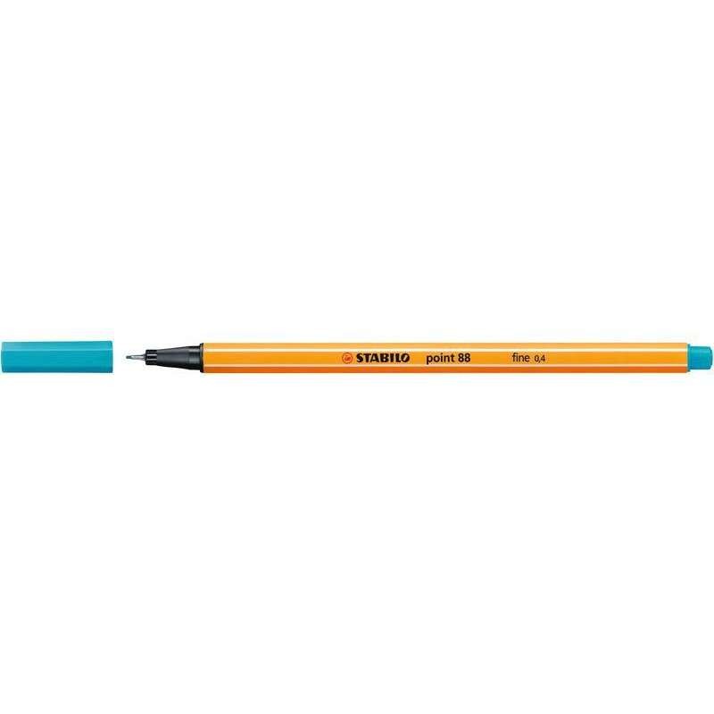 Pennarello Stabilo Point 88 punta a fibra fine - Tratto da 0.4 mm - Inchiostro a base acqua - Colore azzurro
