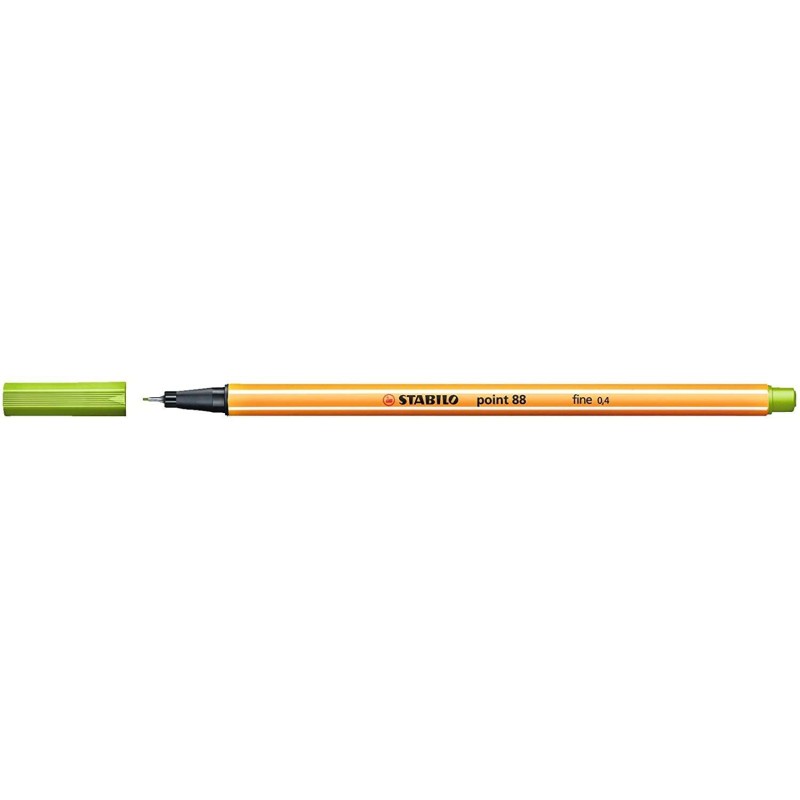 Pennarello Stabilo Point 88 con punta a fibra fine - Tratto da 0.4 mm - Inchiostro a base acqua - Colore verde mela