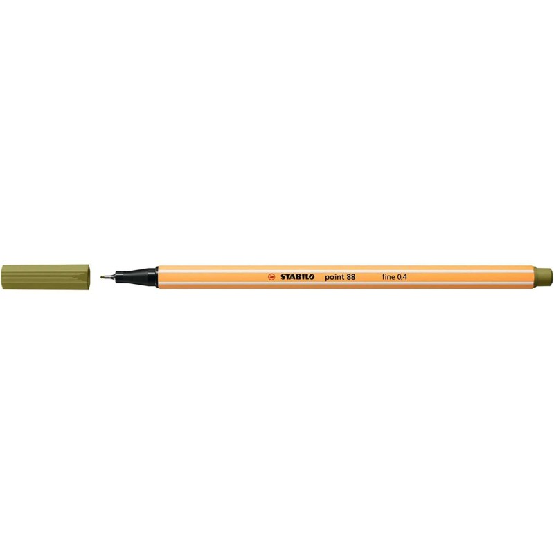 Pennarello Stabilo Point 88 a fibra fine - Tratto da 0.4 mm - Inchiostro a base acqua - Colore Verde Fango