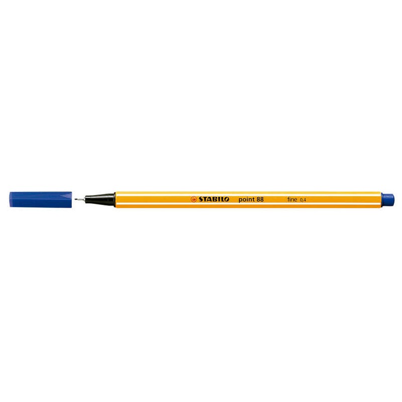 Pennarello Stabilo Point 88 con punta a fibra fine - Tratto da 0.4 mm - Inchiostro a base acqua - Colore blu scuro
