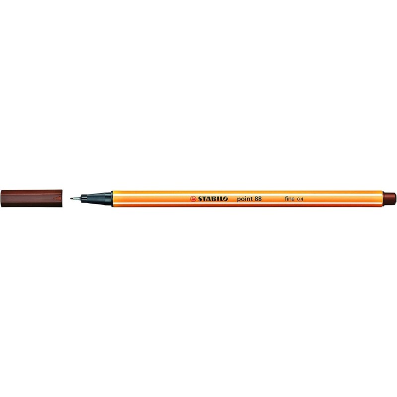 Pennarello Stabilo Point 88 con punta a fibra fine - Tratto da 0.4 mm - Inchiostro a base acqua - Colore marrone