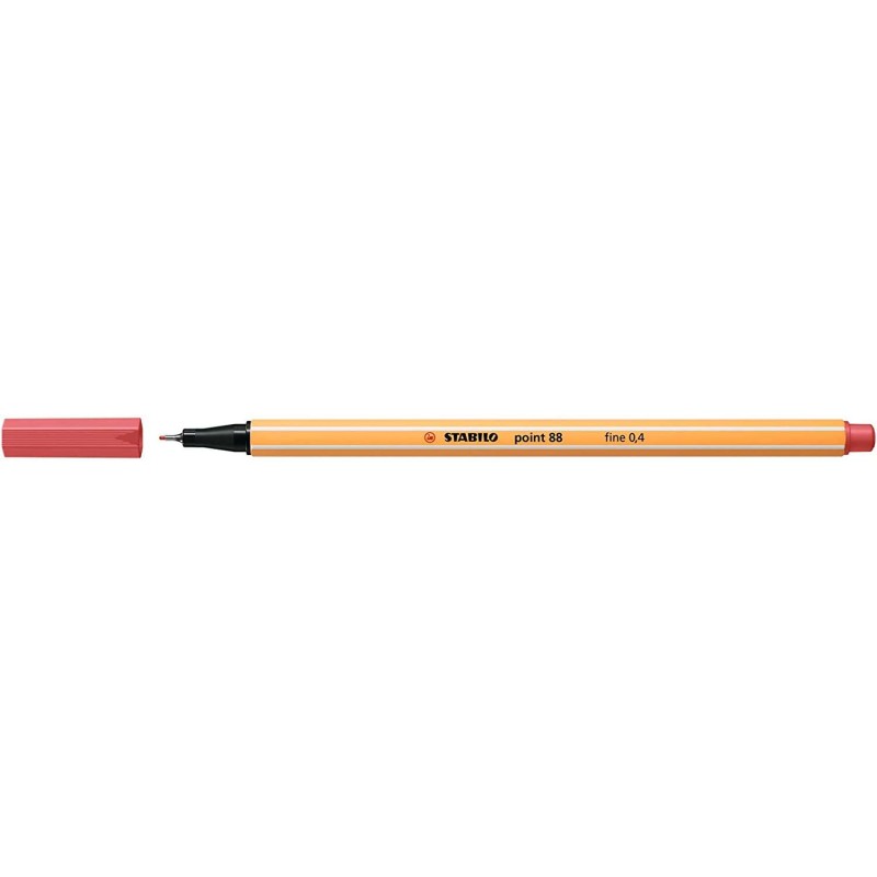 Pennarello Stabilo Point 88 punta a fibra fine - Tratto da 0.4 mm - Inchiostro a base acqua - Colore Rosso Ossido