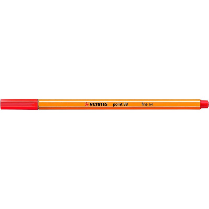 Pennarello Stabilo Point 88 con punta a fibra fine - Tratto da 0.4 mm - Inchiostro a base acqua - Colore carminio