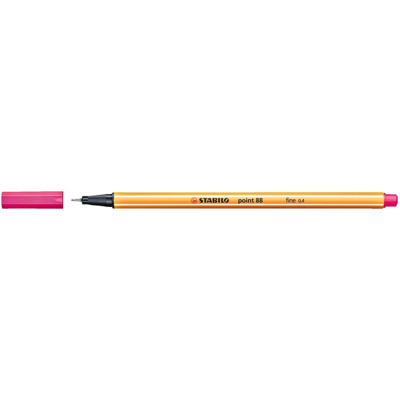 Pennarello Punta Fibra Fine Stabilo Point 88 - Linea 0.4 mm - Inchiostro a base acqua - Colore rosa