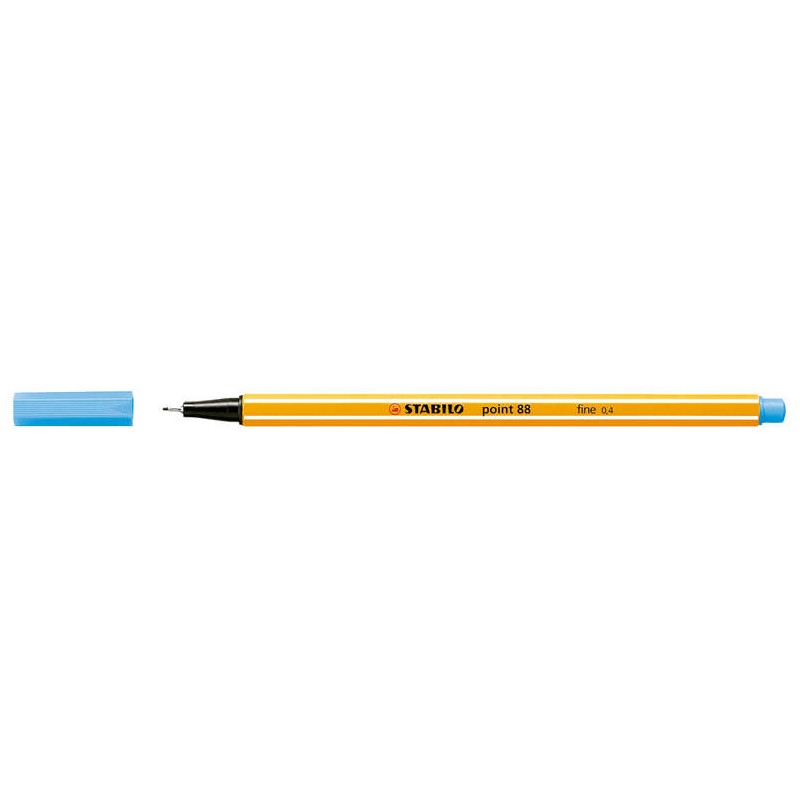 Pennarello Stabilo Point 88 a fibra fine - Tratto 0.4 mm - Inchiostro a base acqua - Colore azzurro