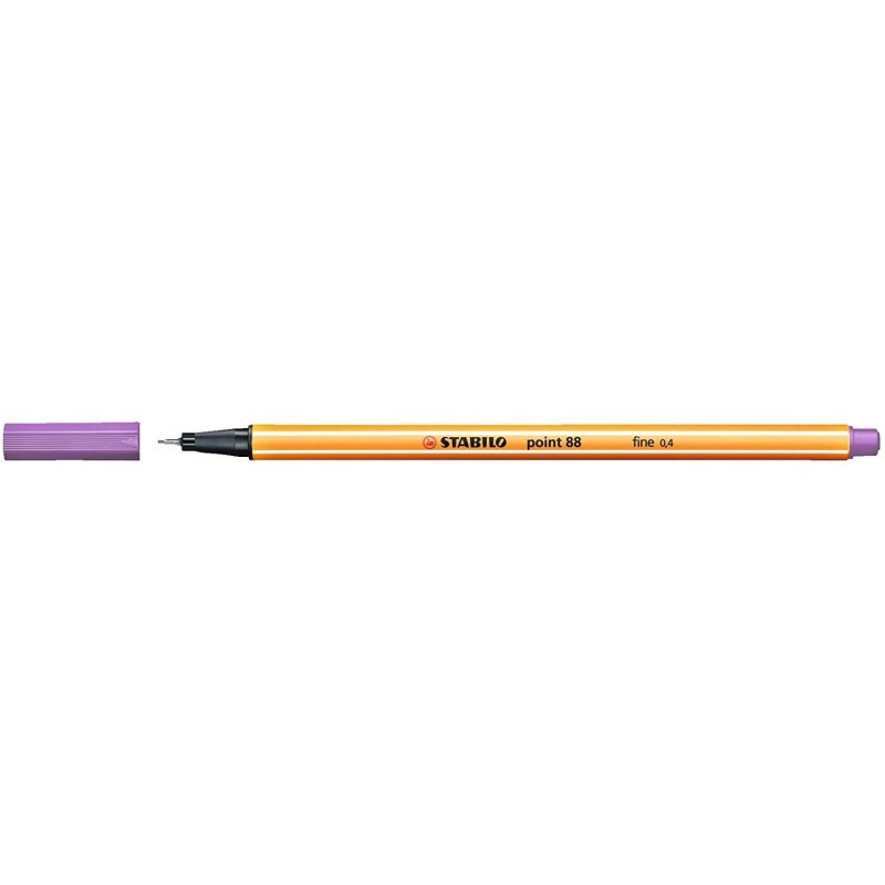 Pennarello Stabilo Point 88 con punta a fibra fine - Tratto da 0.4 mm - Inchiostro a base acqua - Colore viola chiaro