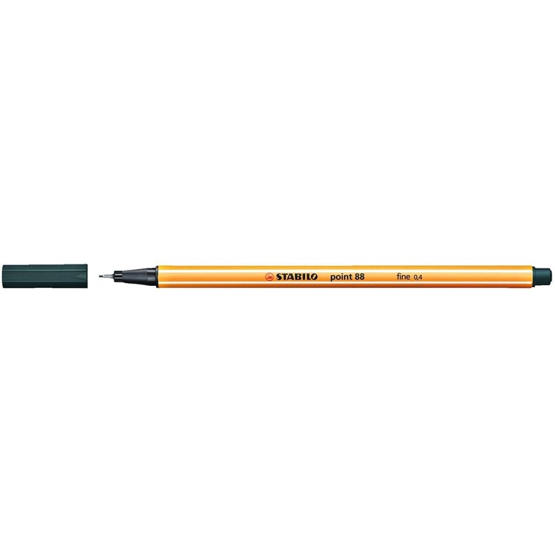 Pennarello Stabilo Point 88 con punta a fibra fine - Tratto da 0.4 mm - Inchiostro a base acqua - Colore verde oliva
