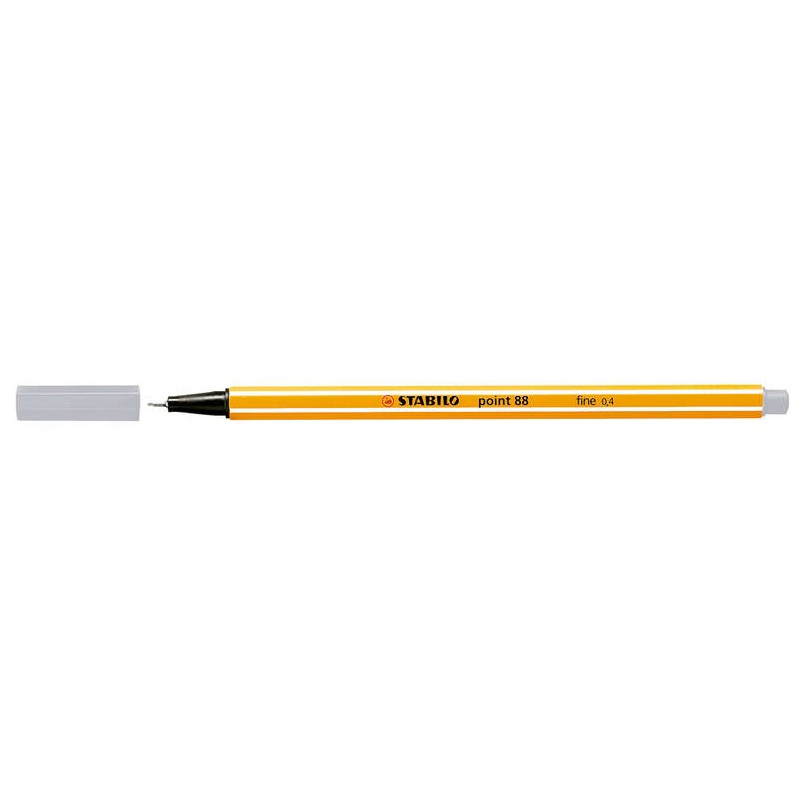 Pennarello Stabilo Point 88 con punta a fibra fine - Tratto da 0.4 mm - Inchiostro a base acqua - Colore grigio