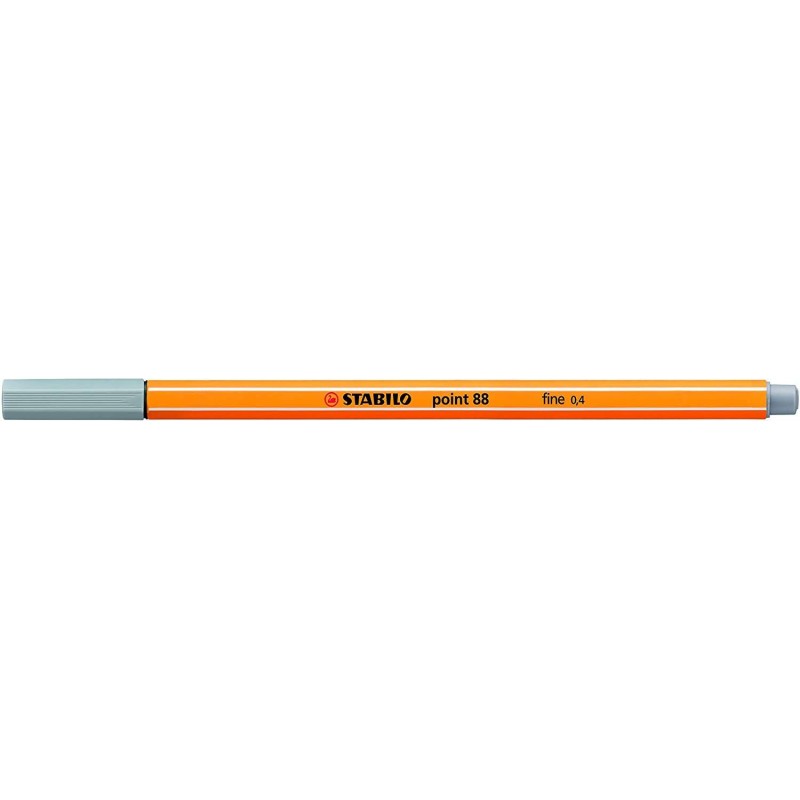Pennarello Stabilo Point 88 con punta a fibra fine - Tratto da 0.4 mm - Inchiostro a base acqua - Colore grigio medio