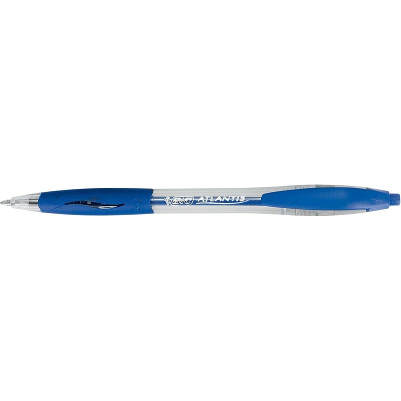 Penna a sfera retrattile Bic Atlantis Classic - Punta da 1 mm - Corpo trasparente con impugnatura - Colore blu
