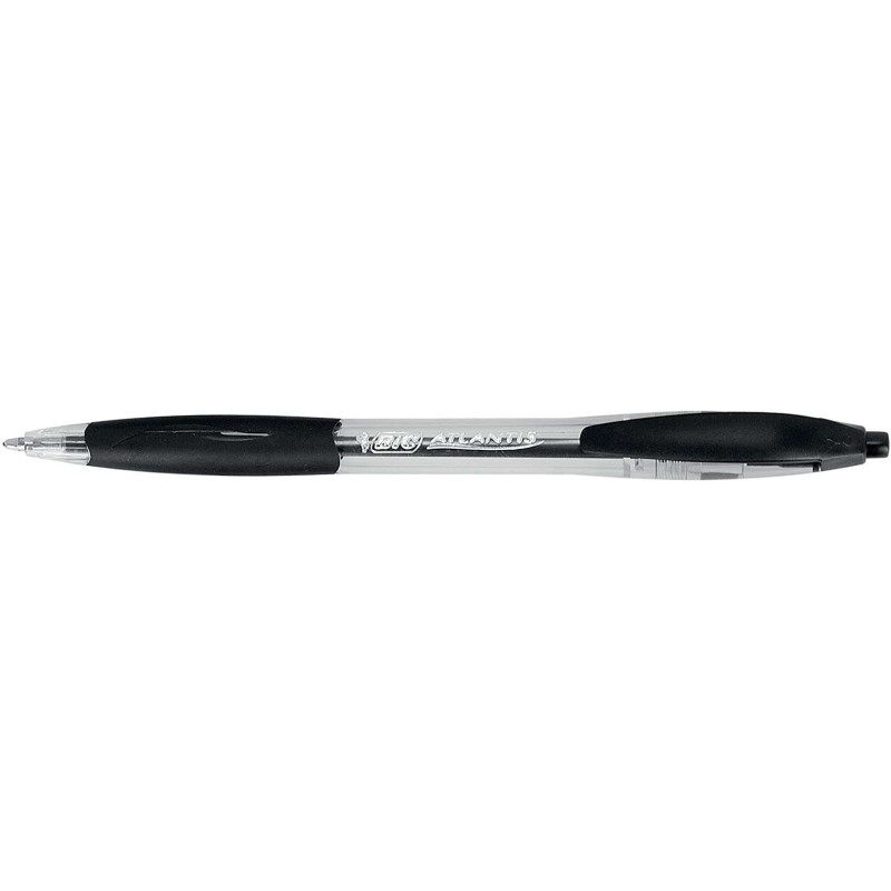 Penna a sfera retrattile Bic Atlantis Classic - Punta da 1 mm - Corpo trasparente con impugnatura - Colore nero
