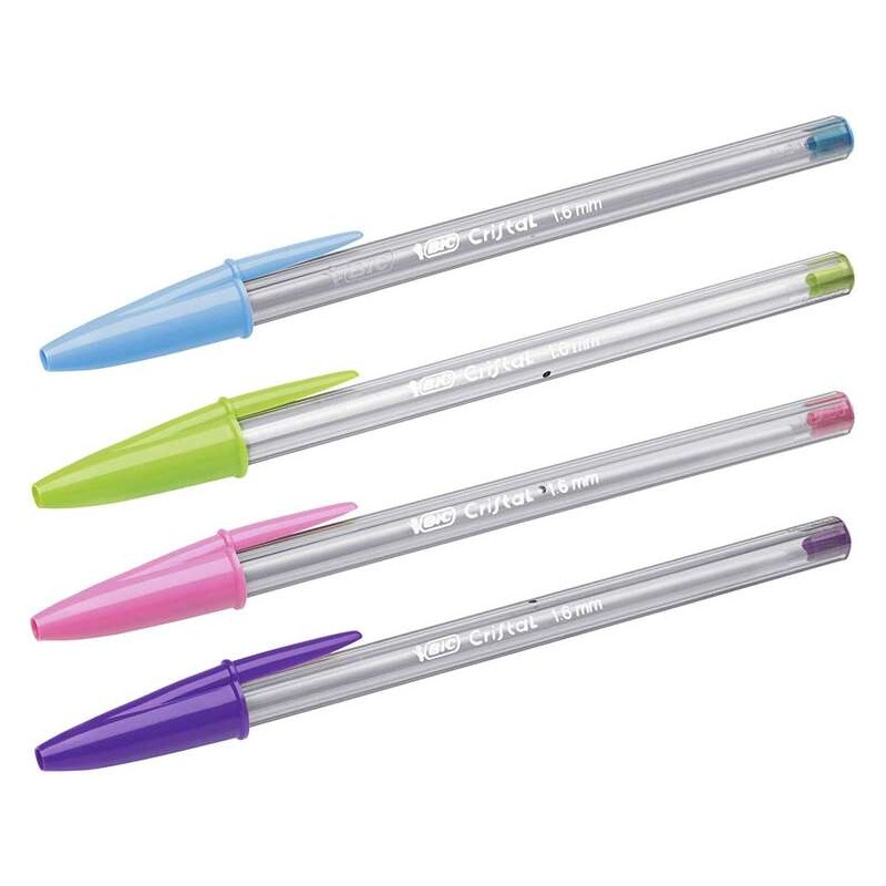 Penna a sfera Bic Cristal Fun - Punta rotonda da 1.6 mm - Tratto 0.42 mm - Inchiostro a base di olio - Colori assortiti