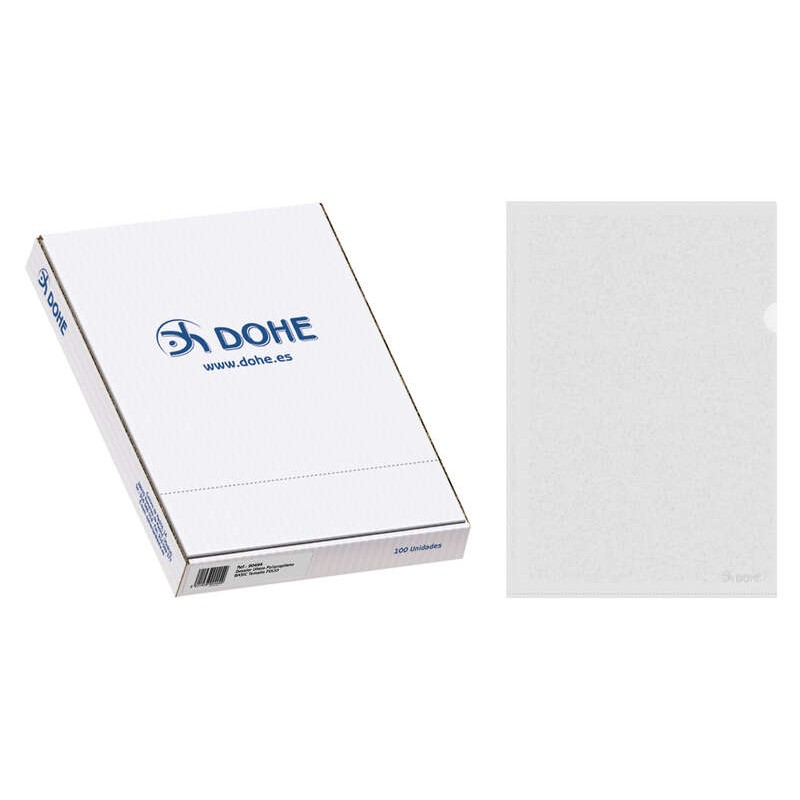 Dohe Scatola da 100 Dossier Unghie Basic 100 Micron - Formato Folio - Trasparente