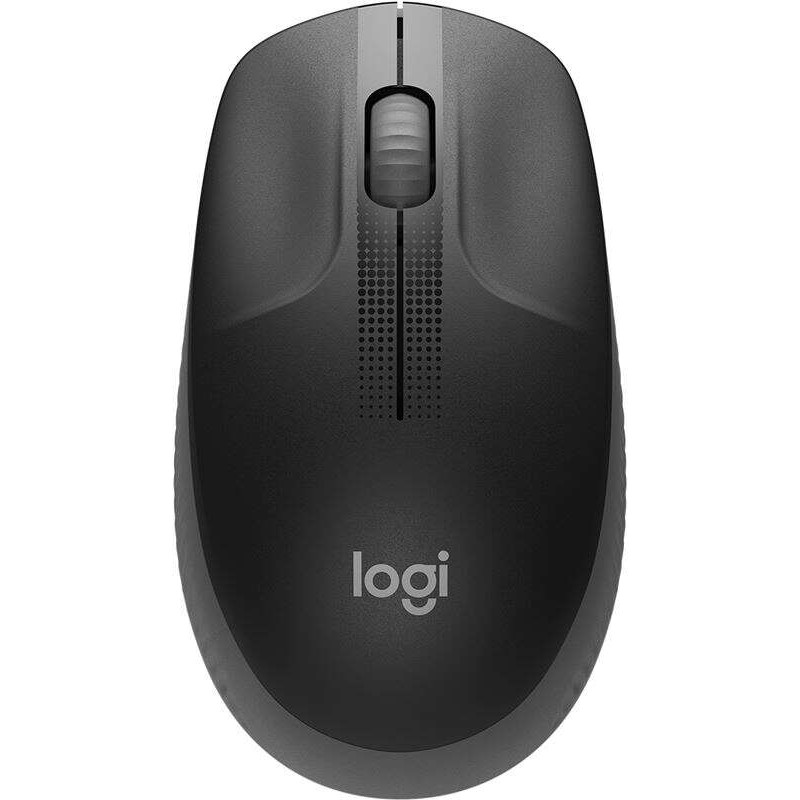 Mouse USB wireless full size Logitech M190. 1.000 dpi. 3 pulsanti. dimensioni grandi. uso ambidestro. colore nero/grigio scuro