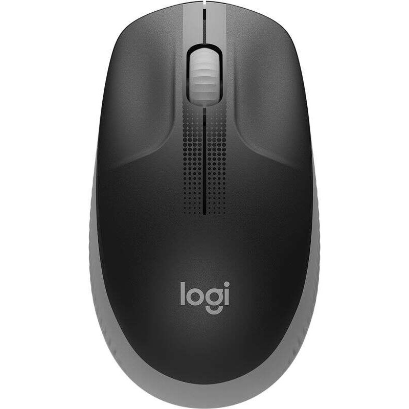 Mouse USB wireless full size Logitech M190. 1.000 dpi. 3 pulsanti. dimensioni grandi. uso ambidestro. colore nero/grigio chiaro