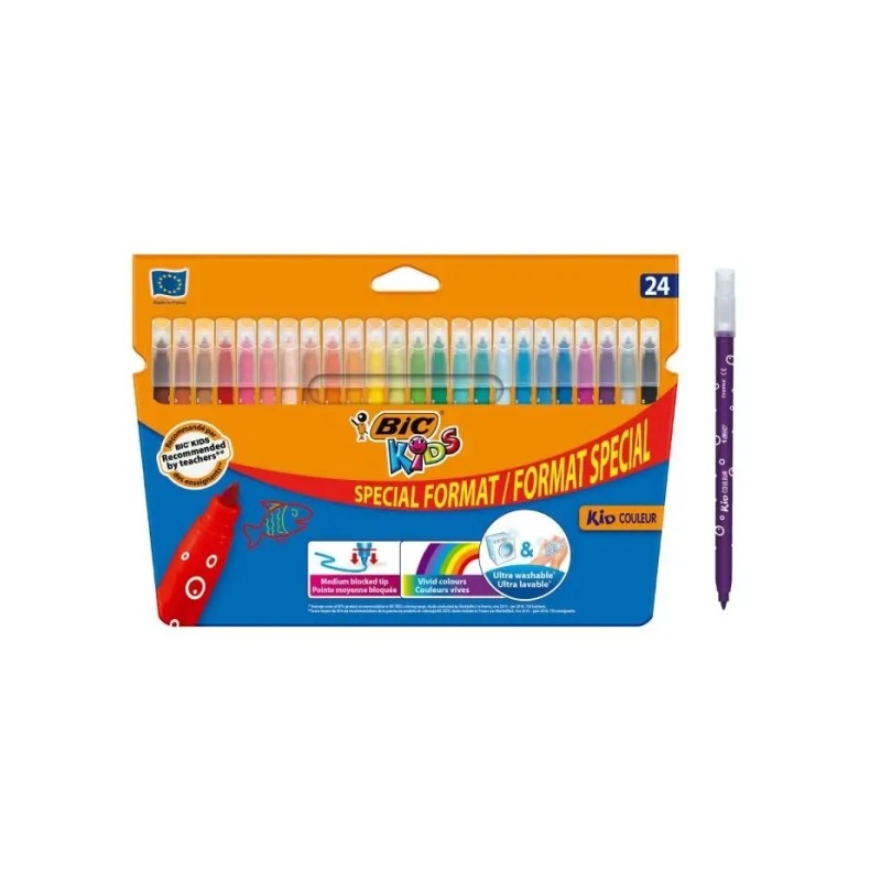 Confezione da 24 Pennarelli Bic Kids Couleur - Punta Media - Lavabili - Colori Assortiti