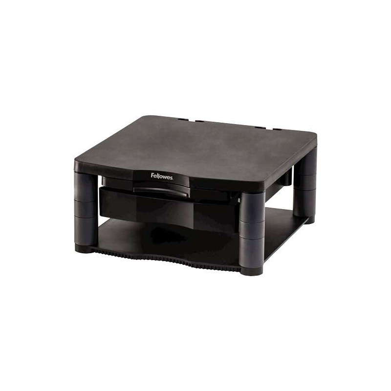 Supporto per monitor Plus Fellowes - 5 regolazioni in altezza - Cassetto portaoggetti - Peso massimo 36 kg