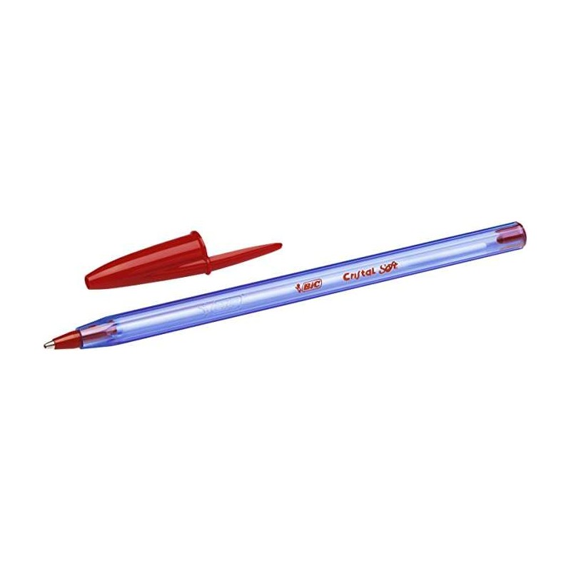 Penne a sfera morbide Bic Cristal - Punta media da 1.2 mm - Tratto 0.45 mm - Scrittura fluida - Colore rosso
