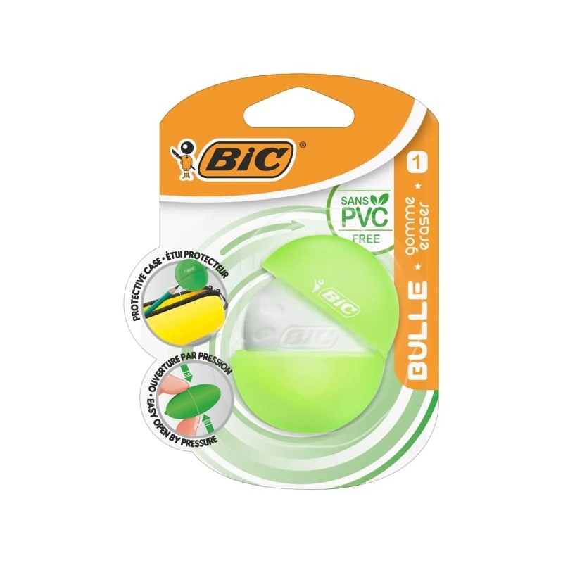 Gomma Bic Bulle Bianca - Gomma Sintetica - Senza PVC - Custodia Protettiva in Colore Casuale